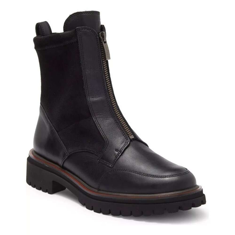 $550 Paul Green Sheridan Lug Zip Bootie BOOT LEATHER BLACK COMBO 9.5 (TF25)